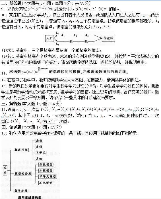 2016年下半年教师资格证考试试题及答案三——数学学科知识与教学能力(高级中学)